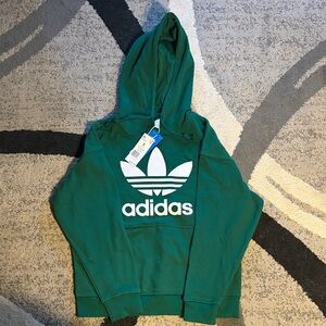 Adidas Green Hoodie with White Trefoil Logo